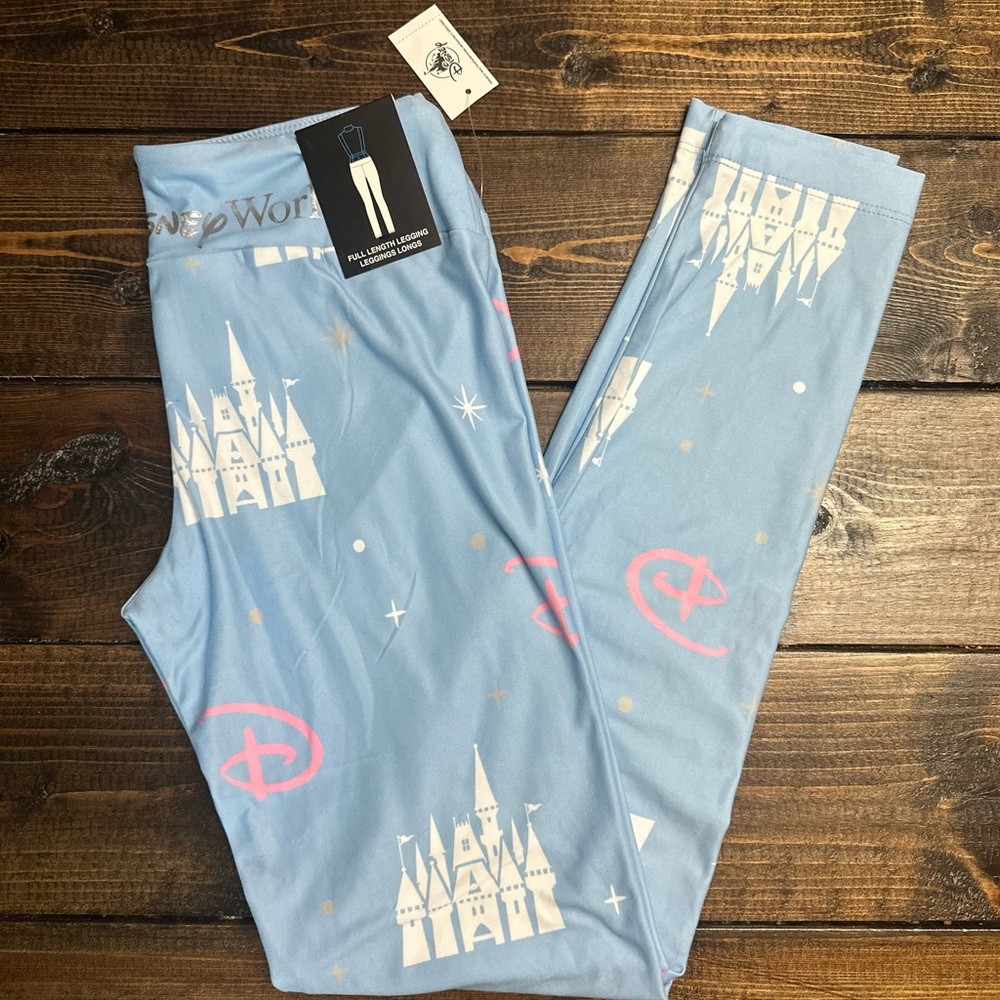 Blue and White Graphic Print Leggings